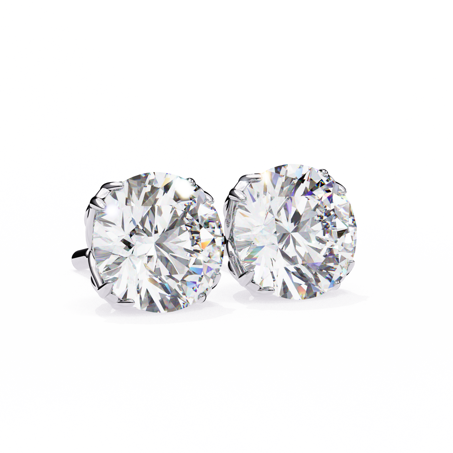 18K White Gold Lab Grown Diamond Solitaire Stud Earrings 2.50 ctw DAE-131