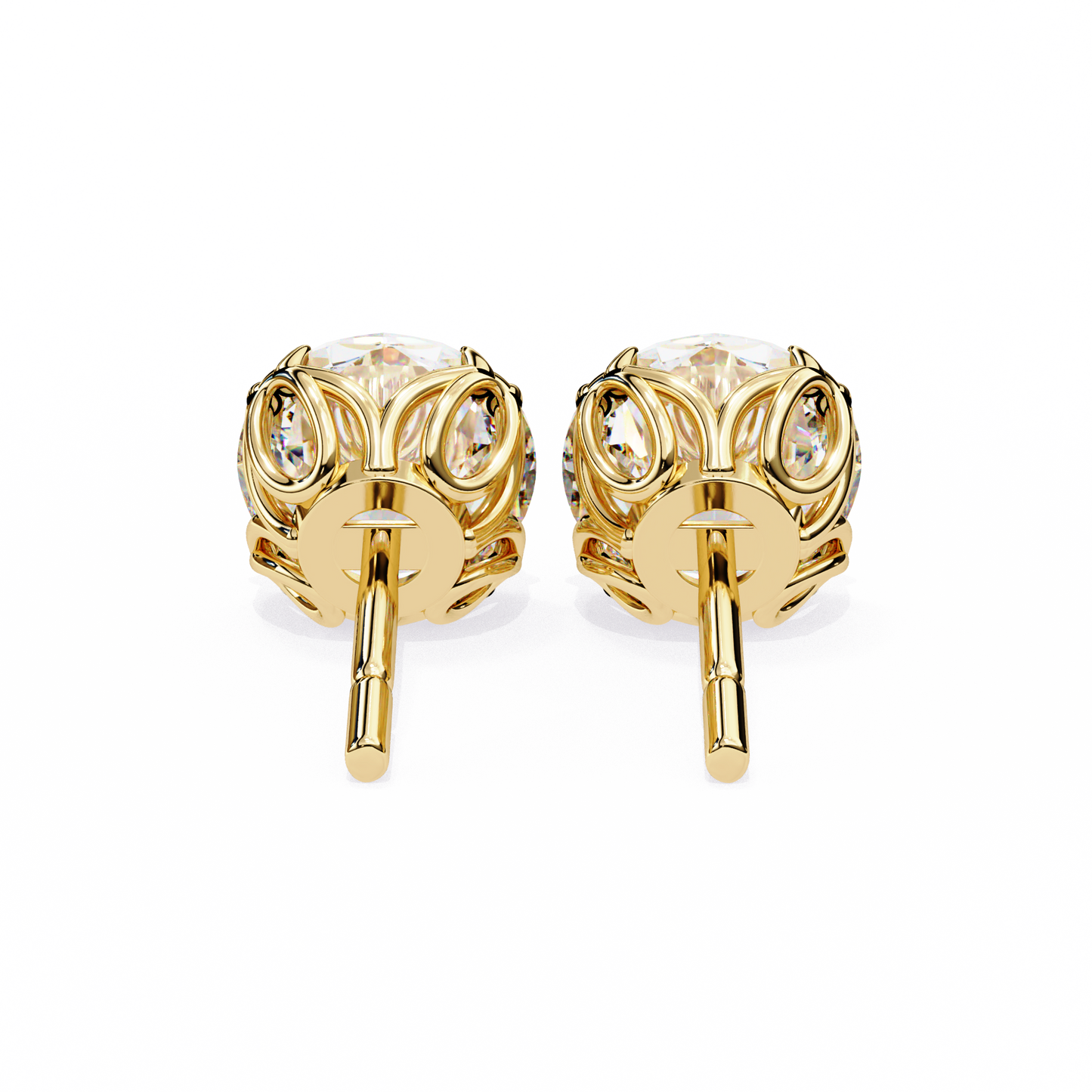 14K Yellow Gold Lab Grown Diamond Solitaire Stud Earrings 2.50 ctw DAE-131