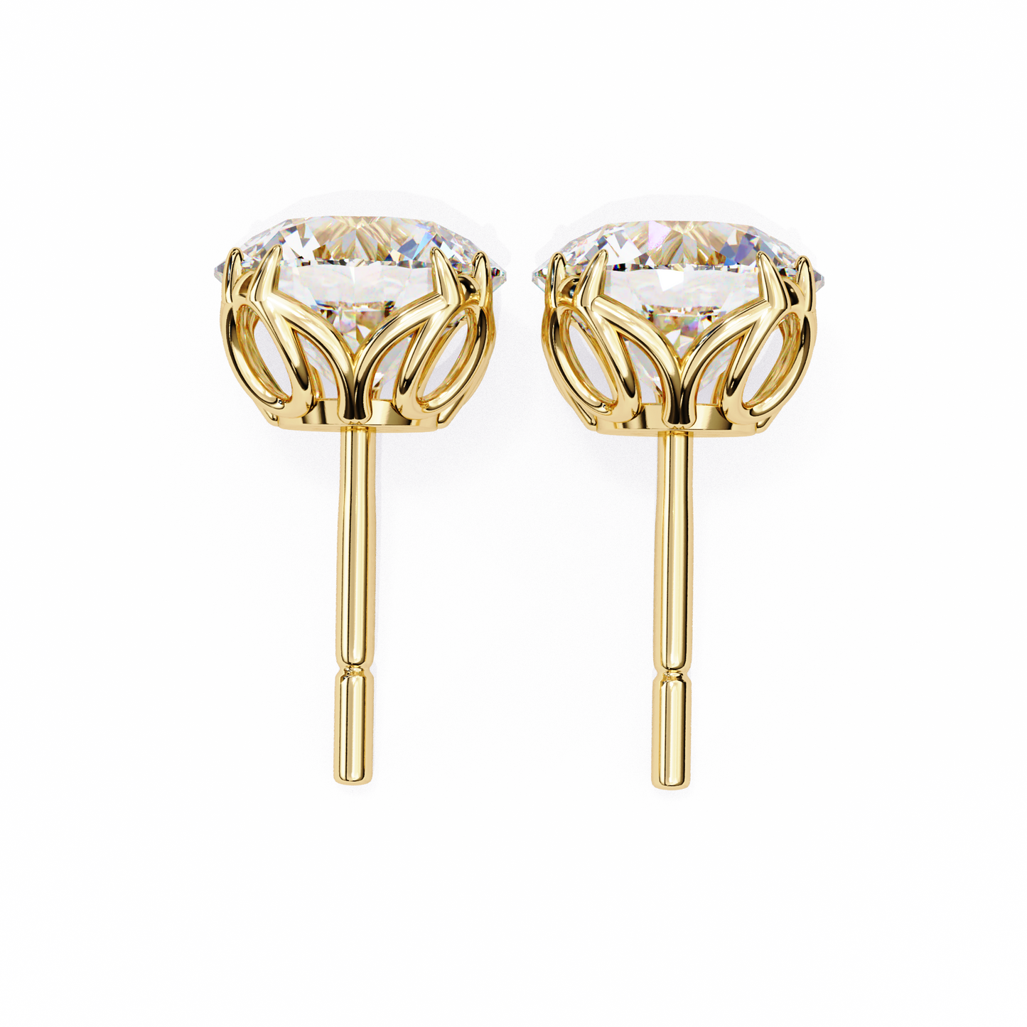 14K Yellow Gold Lab Grown Diamond Solitaire Stud Earrings 2.50 ctw DAE-131