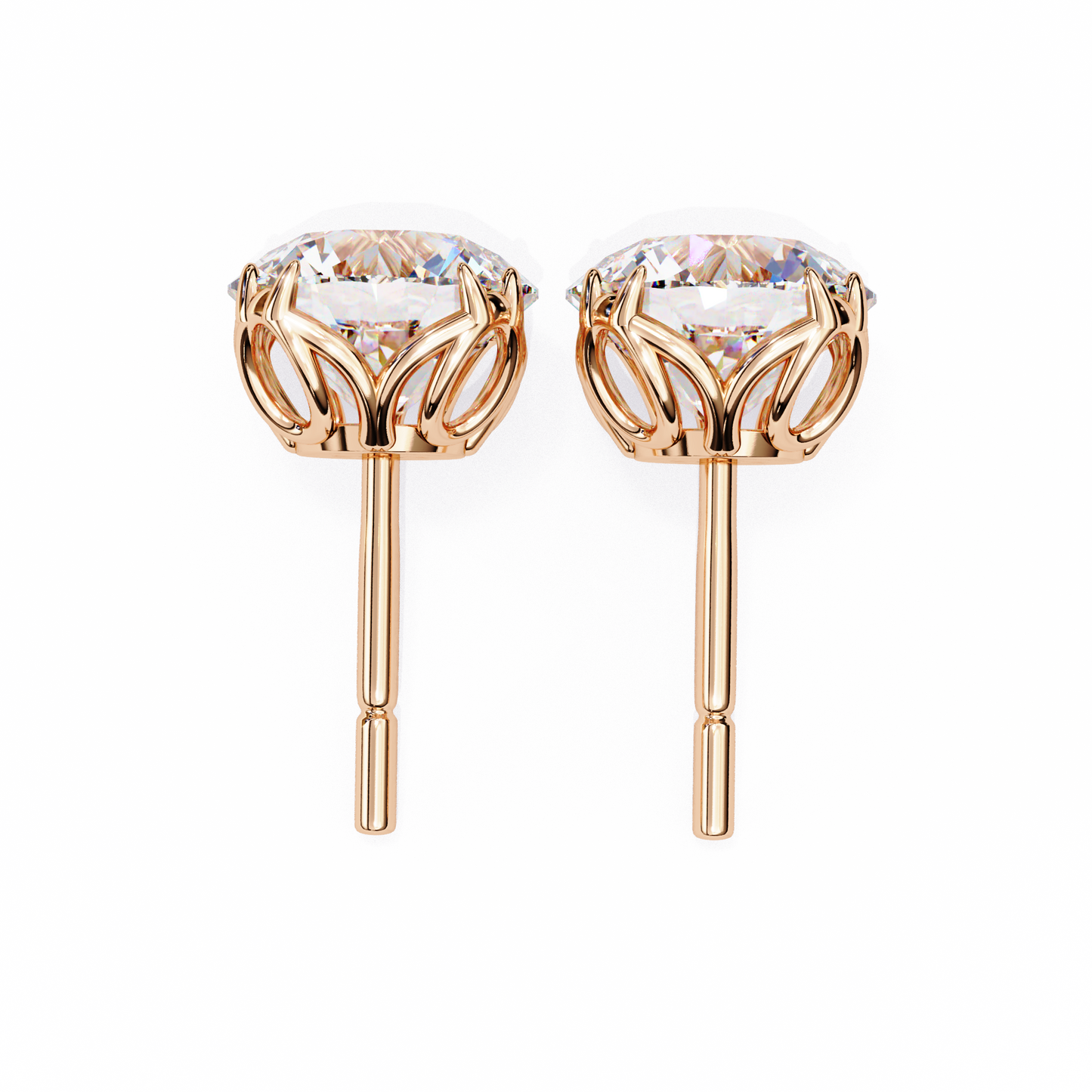 10K Rose Gold Lab Grown Diamond Solitaire Stud Earrings 2.50 ctw DAE-131