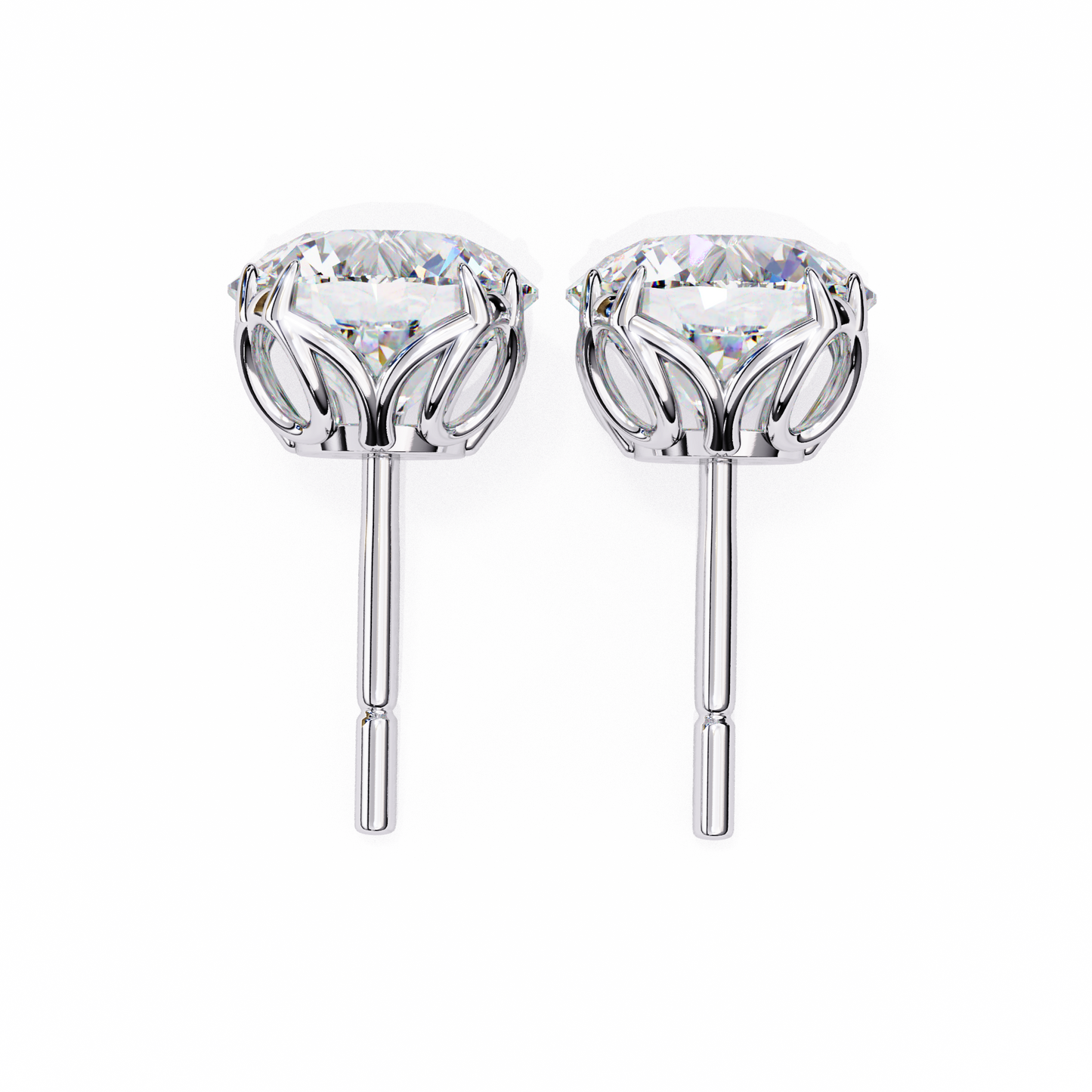 18K White Gold Lab Grown Diamond Solitaire Stud Earrings 2.50 ctw DAE-131