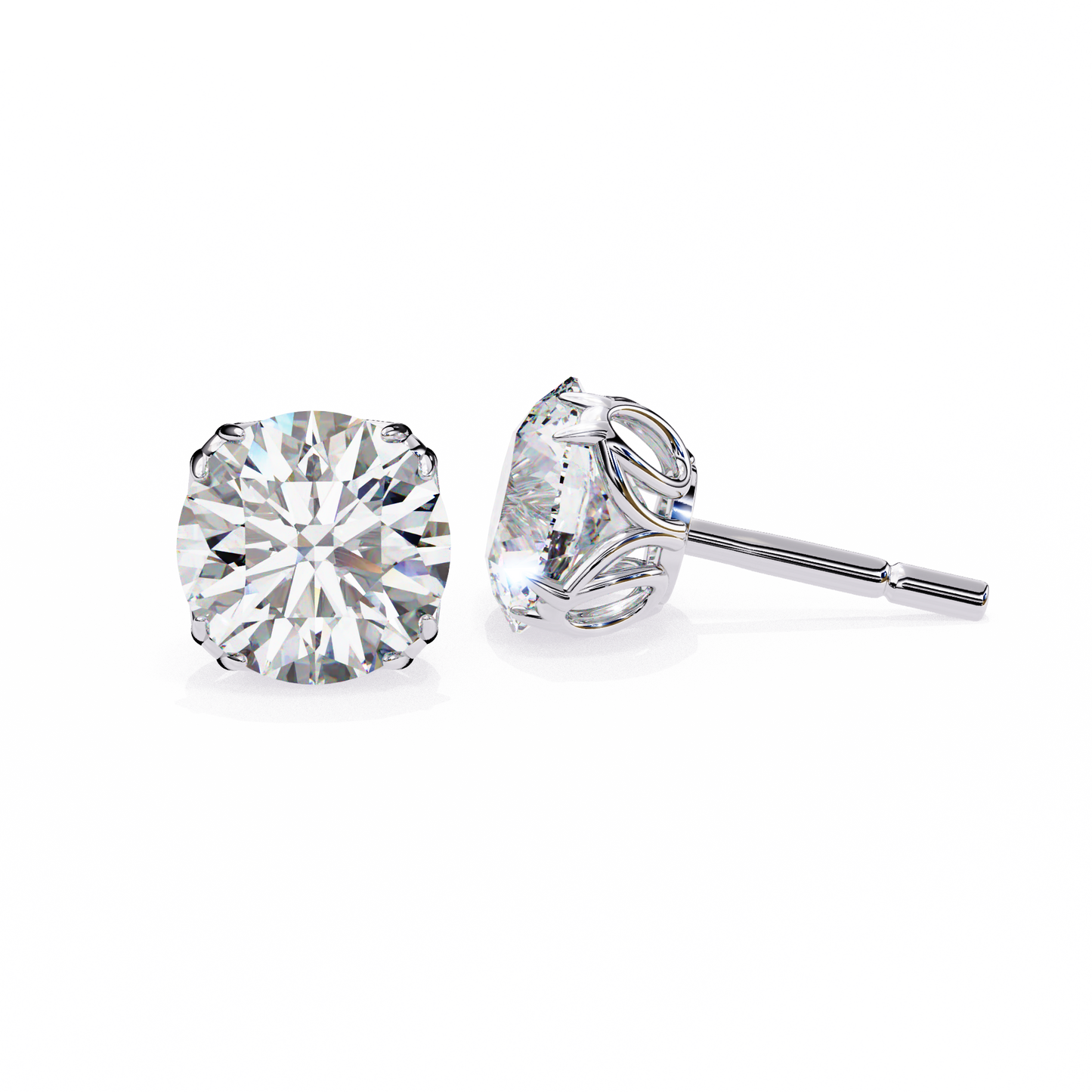 18K White Gold Lab Grown Diamond Solitaire Stud Earrings 2.50 ctw DAE-131