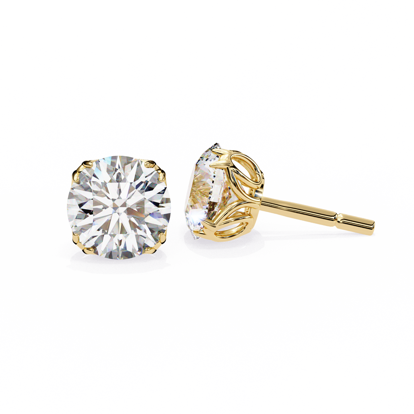 14K Yellow Gold Lab Grown Diamond Solitaire Stud Earrings 2.50 ctw DAE-131