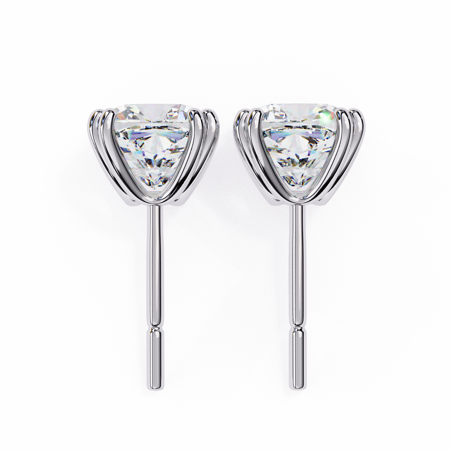 10K White Gold Lab Grown Diamond Solitaire Stud Earrings 2.20 ctw DAE-132