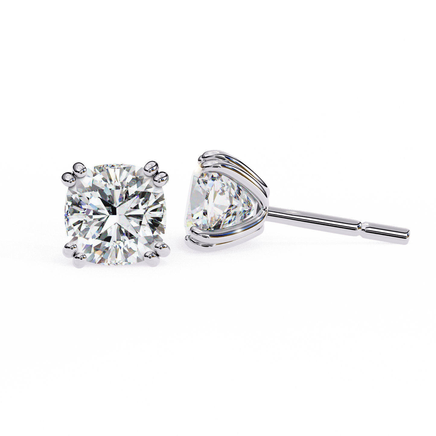 10K White Gold Lab Grown Diamond Solitaire Stud Earrings 2.20 ctw DAE-132