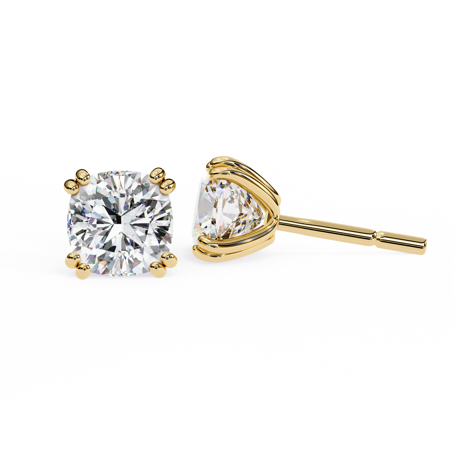 10K Yellow Gold Lab Grown Diamond Solitaire Stud Earrings 2.20 ctw DAE-132
