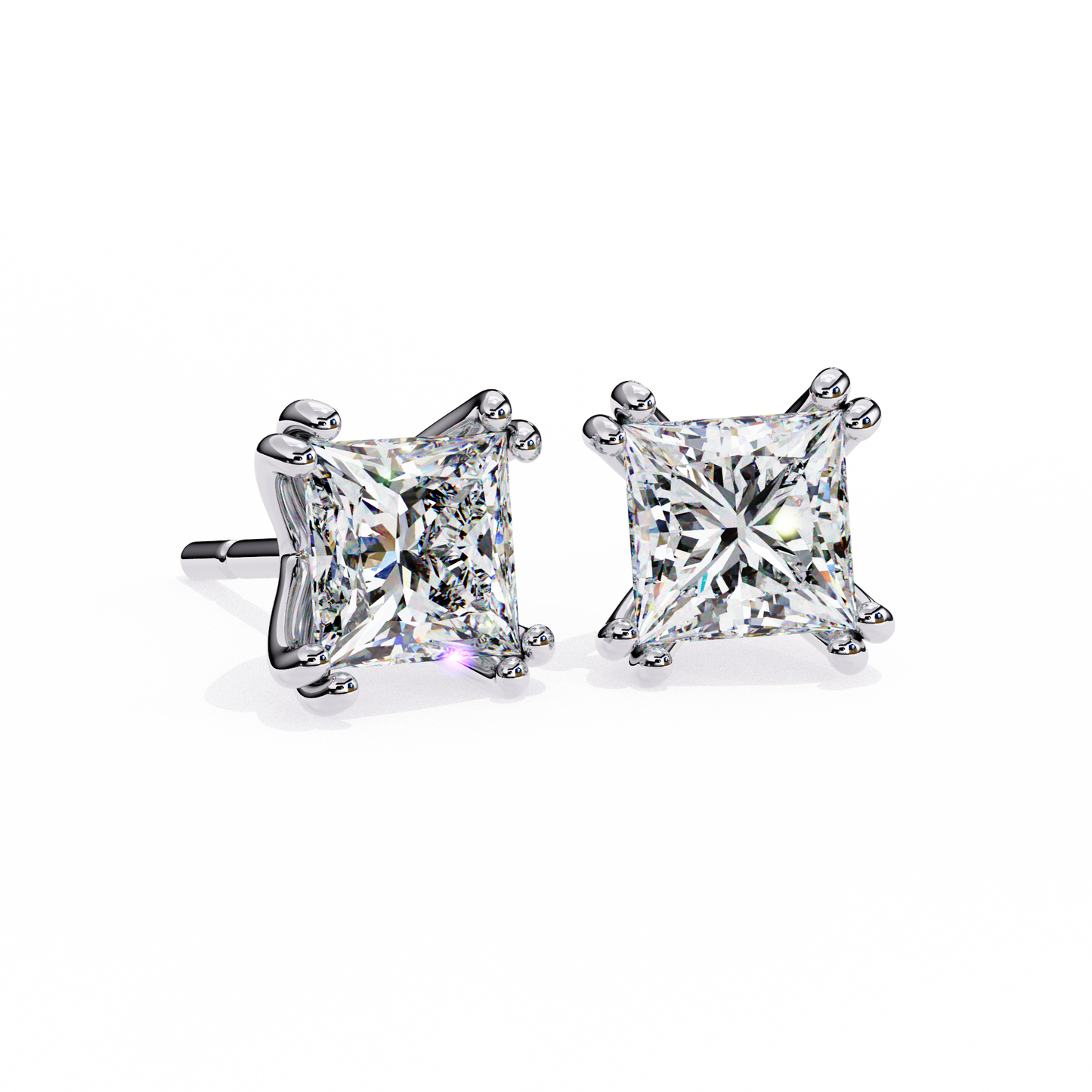 10K White Gold Lab Grown Diamond Solitaire Stud Earrings 3.00 ctw DAE-130