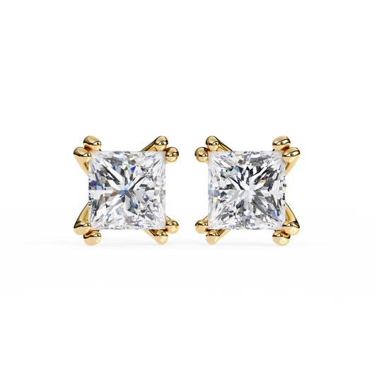 18K Yellow Gold Lab Grown Diamond Solitaire Stud Earrings 3.00 ctw DAE-130