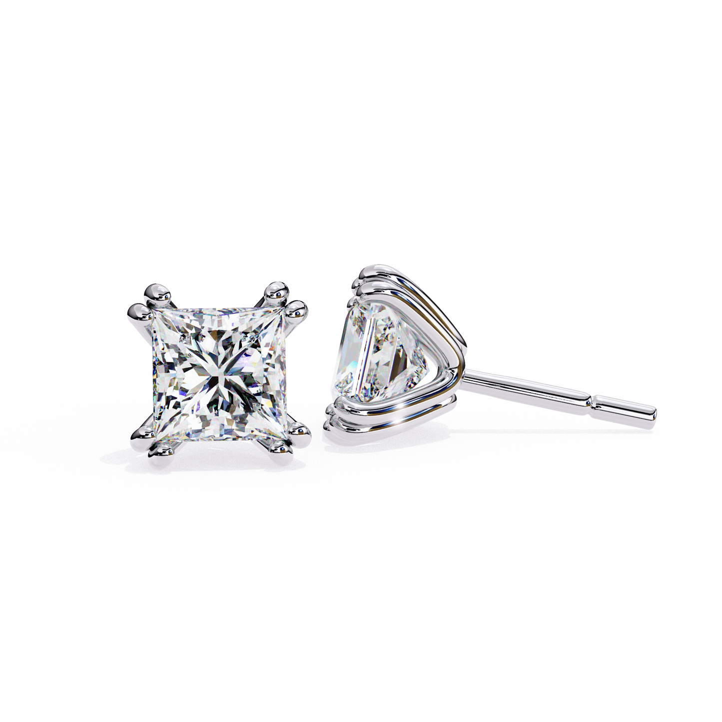 10K White Gold Lab Grown Diamond Solitaire Stud Earrings 3.00 ctw DAE-130
