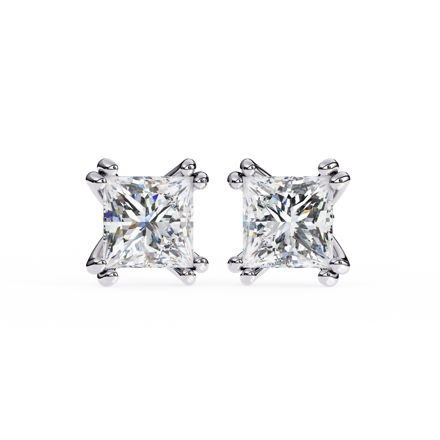 10K White Gold Lab Grown Diamond Solitaire Stud Earrings 3.00 ctw DAE-130