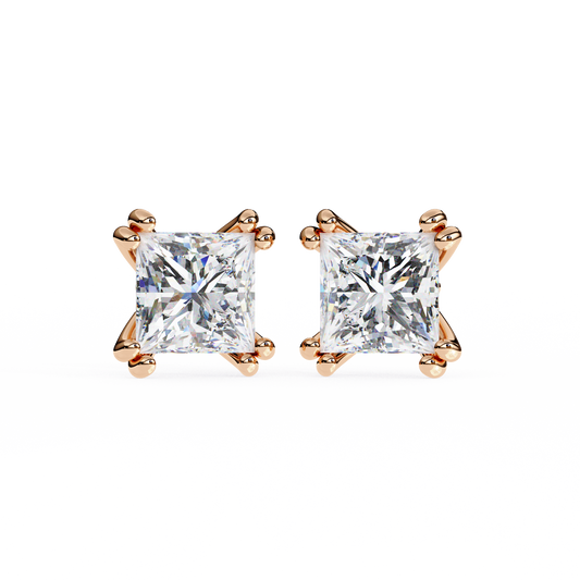 18K Rose Gold Lab Grown Diamond Solitaire Stud Earrings 3.00 ctw DAE-130