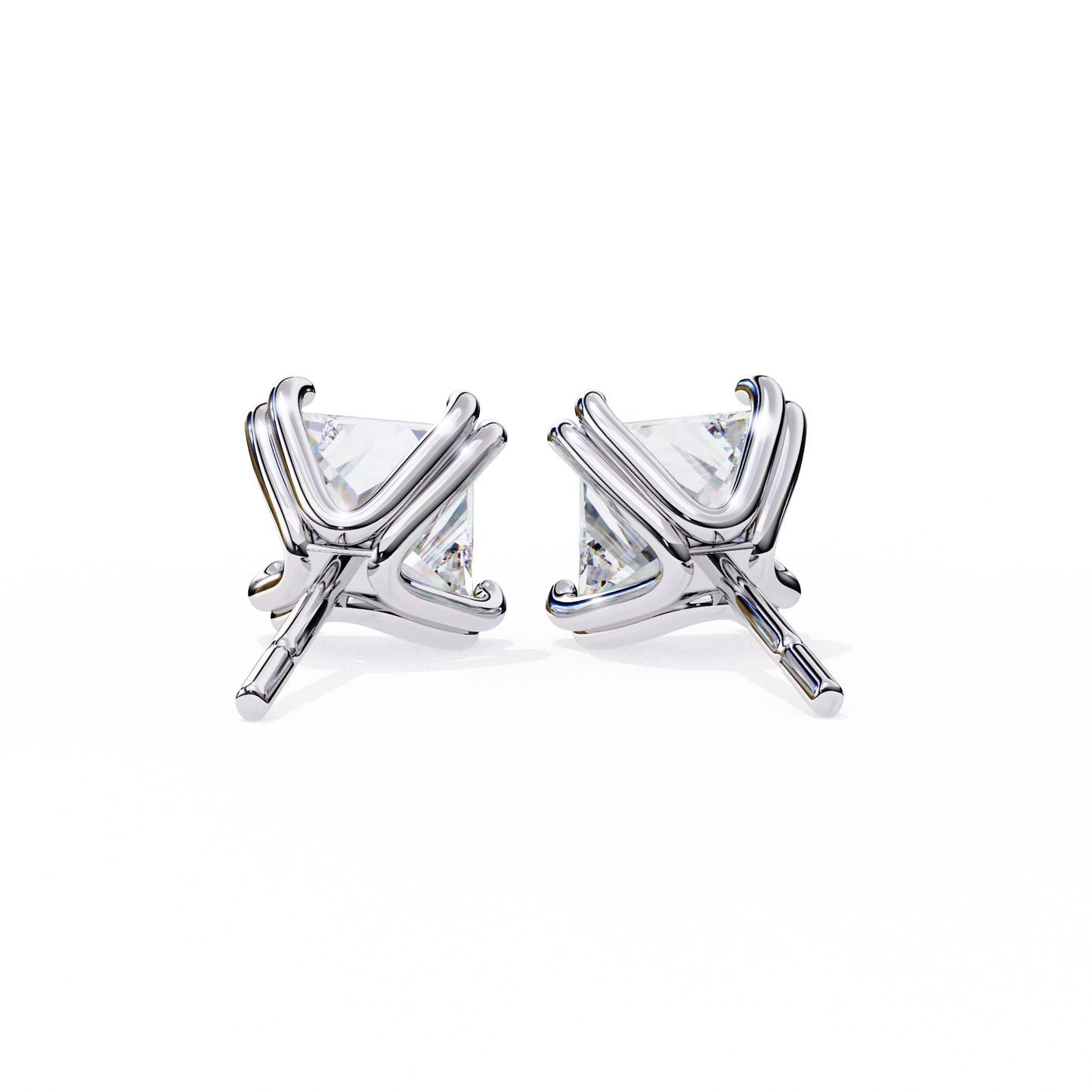 10K White Gold Lab Grown Diamond Solitaire Stud Earrings 3.00 ctw DAE-130