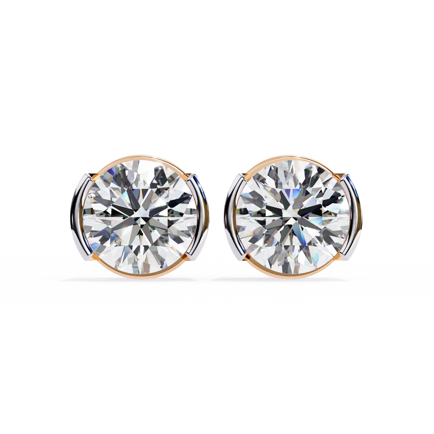 10K Two Tone Gold Lab Grown Diamond Solitaire Stud Earrings 2.57 ctw DAE-118