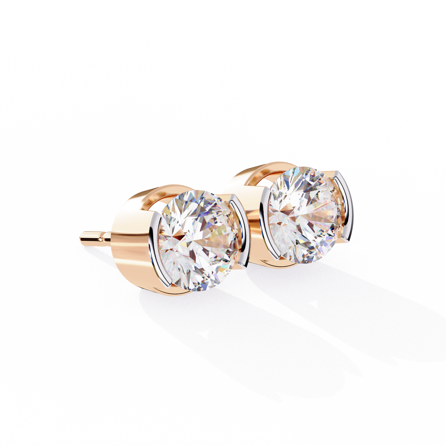10K Two Tone Gold Lab Grown Diamond Solitaire Stud Earrings 2.57 ctw DAE-118