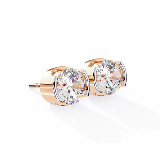 18K Two Tone Gold Lab Grown Diamond Solitaire Stud Earrings 2.57 ctw DAE-118