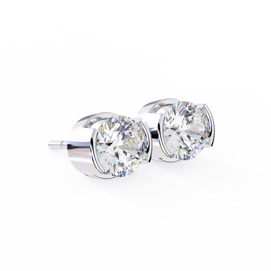 18K White Gold Lab Grown Diamond Solitaire Stud Earrings 2.57 ctw DAE-118