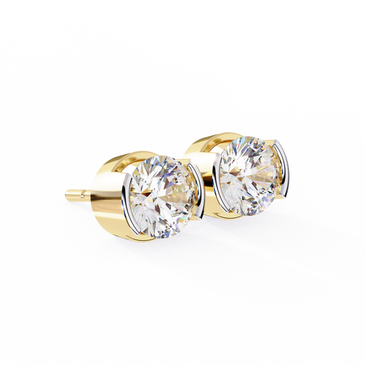 10K Two Tone Gold Lab Grown Diamond Solitaire Stud Earrings 2.57 ctw DAE-118
