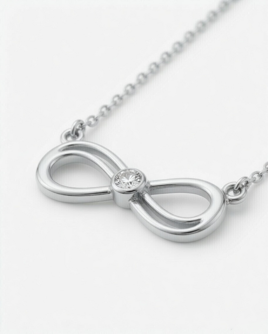 Infinity Love Diamond Pendant 18K White Gold