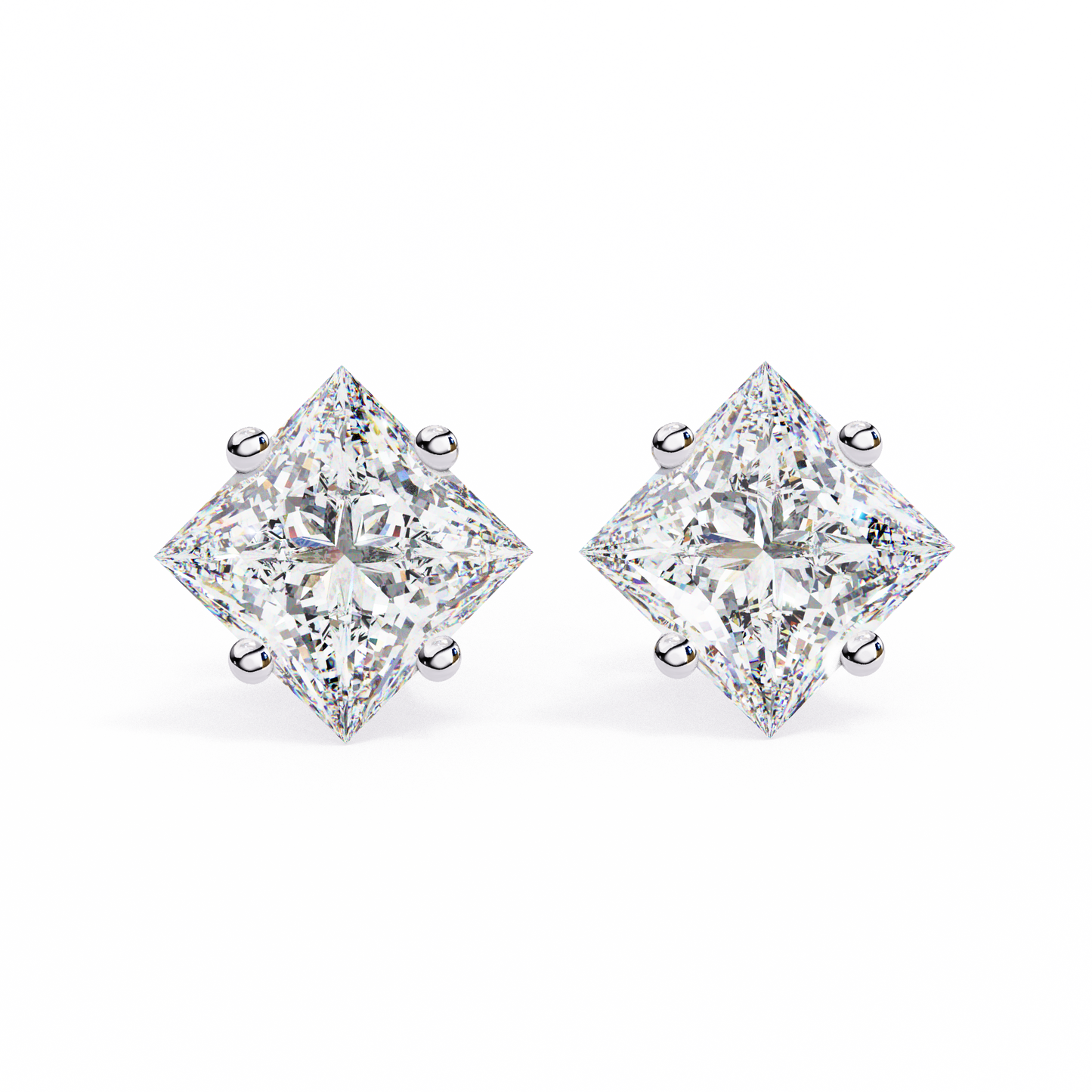 18K White Gold Lab Grown Diamond Solitaire Stud Earrings 2.40 ctw DAE-124