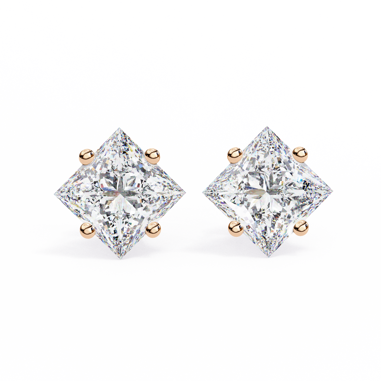 18K Rose Gold Lab Grown Diamond Solitaire Stud Earrings 2.40 ctw DAE-124