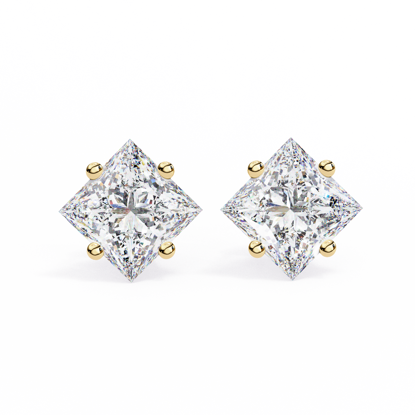 18K Yellow Gold Lab Grown Diamond Solitaire Stud Earrings 2.40 ctw DAE-124