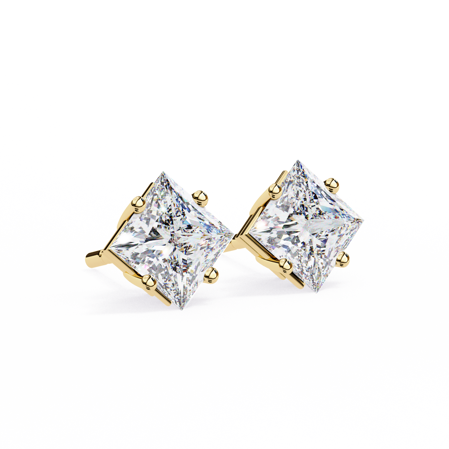 18K Yellow Gold Lab Grown Diamond Solitaire Stud Earrings 2.40 ctw DAE-124