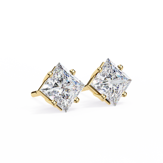 18K Yellow Gold Lab Grown Diamond Solitaire Stud Earrings 2.40 ctw DAE-124