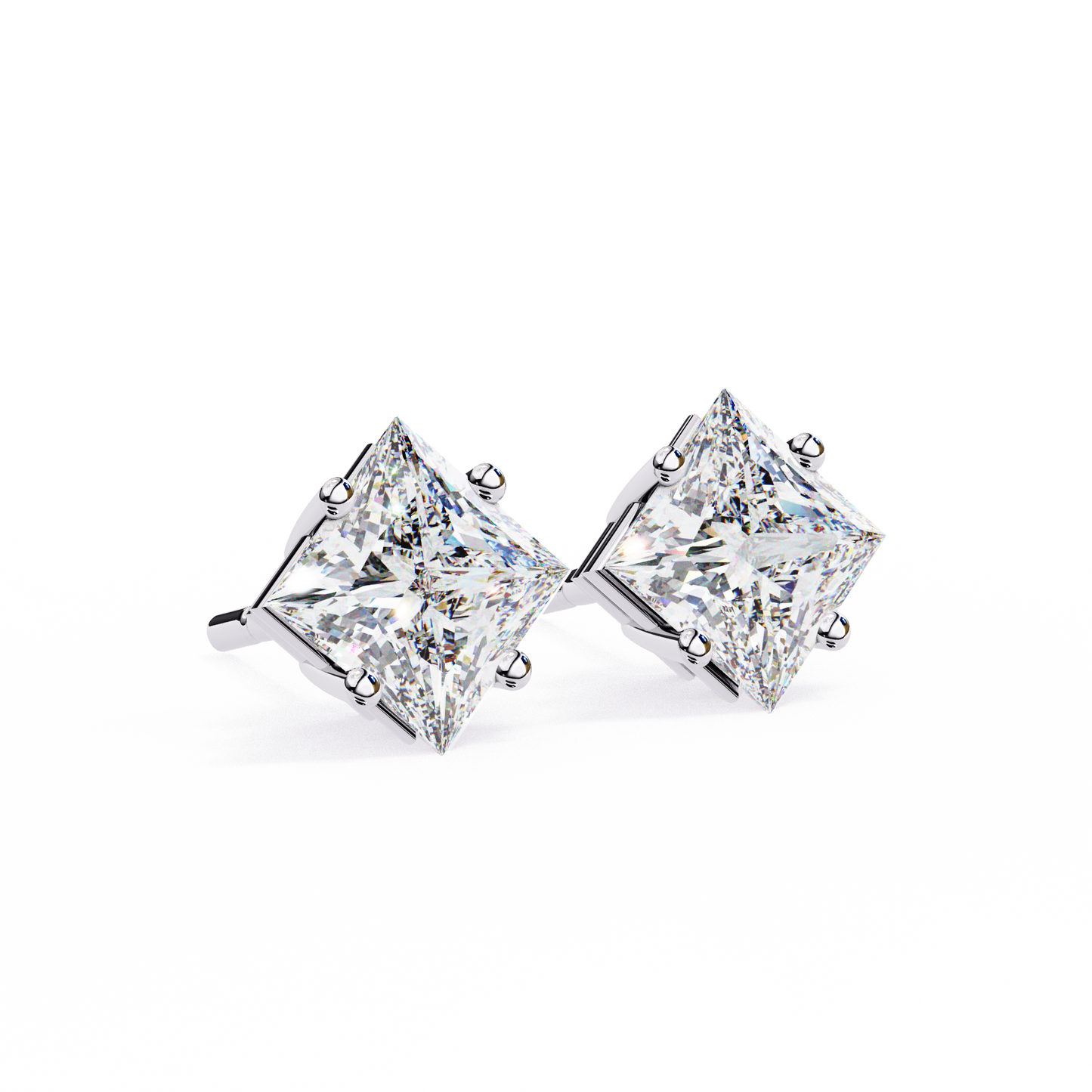 18K White Gold Lab Grown Diamond Solitaire Stud Earrings 2.40 ctw DAE-124
