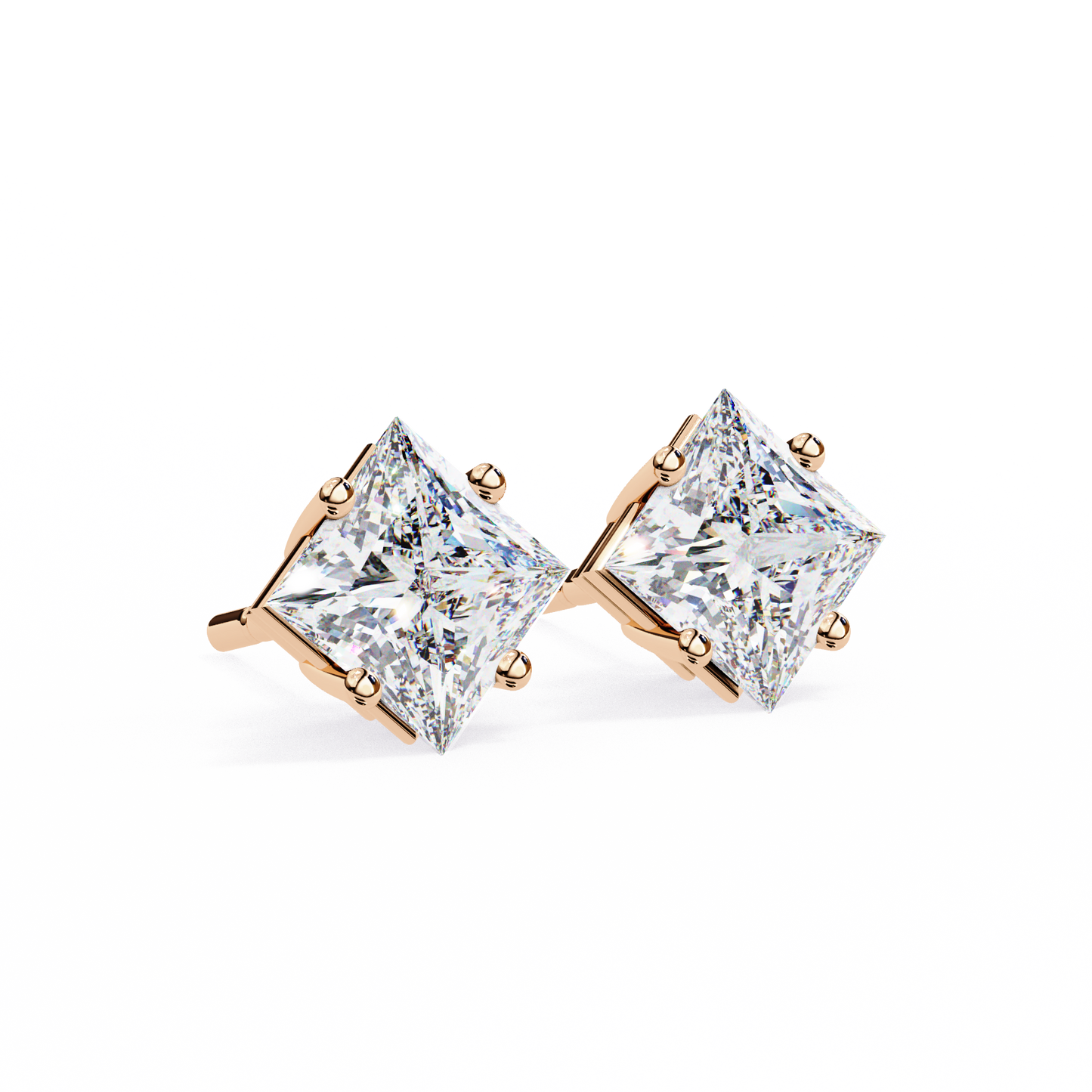 18K Rose Gold Lab Grown Diamond Solitaire Stud Earrings 2.40 ctw DAE-124