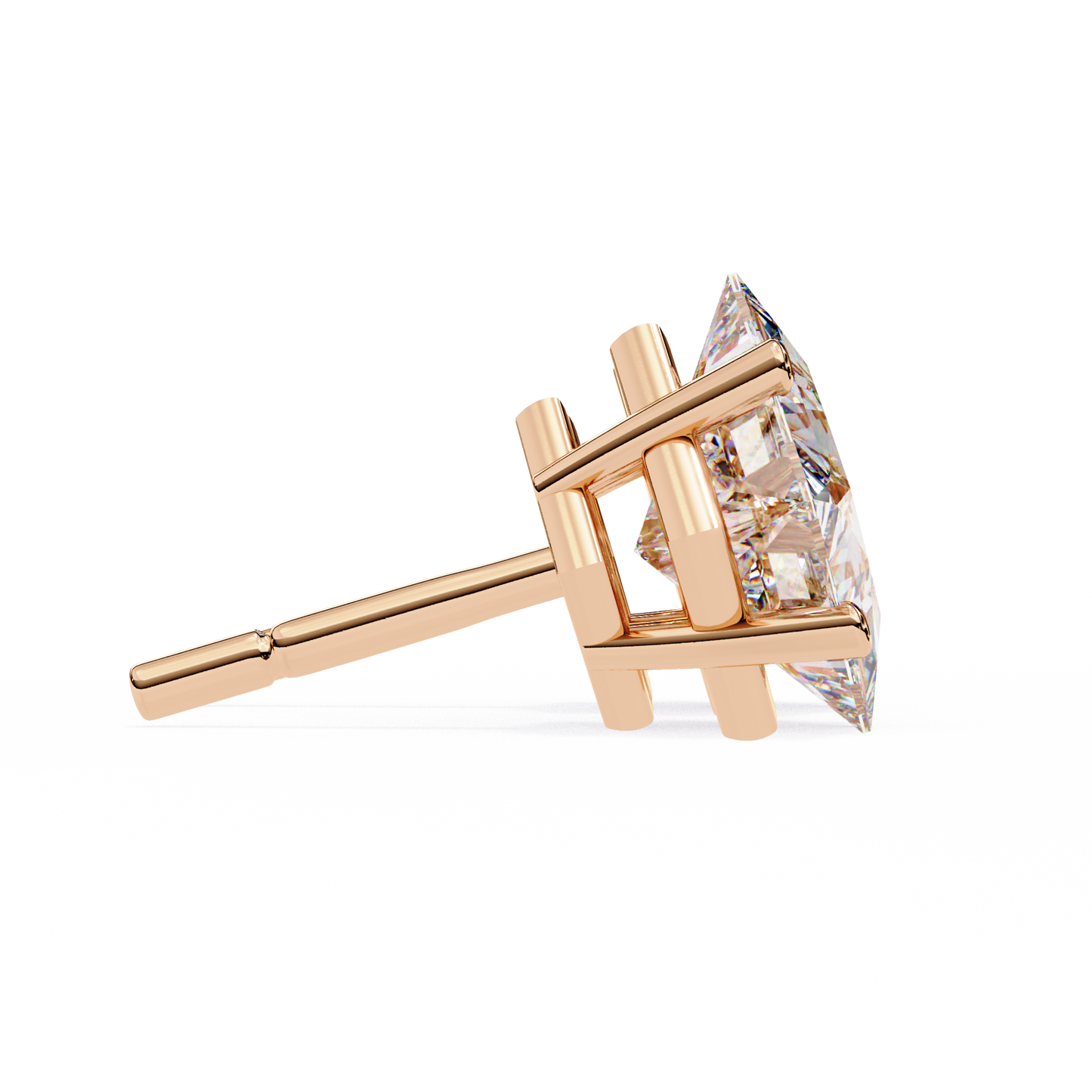 18K Rose Gold Lab Grown Diamond Solitaire Stud Earrings 2.40 ctw DAE-124