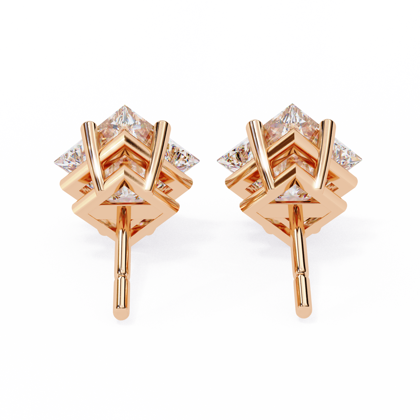 18K Rose Gold Lab Grown Diamond Solitaire Stud Earrings 2.40 ctw DAE-124