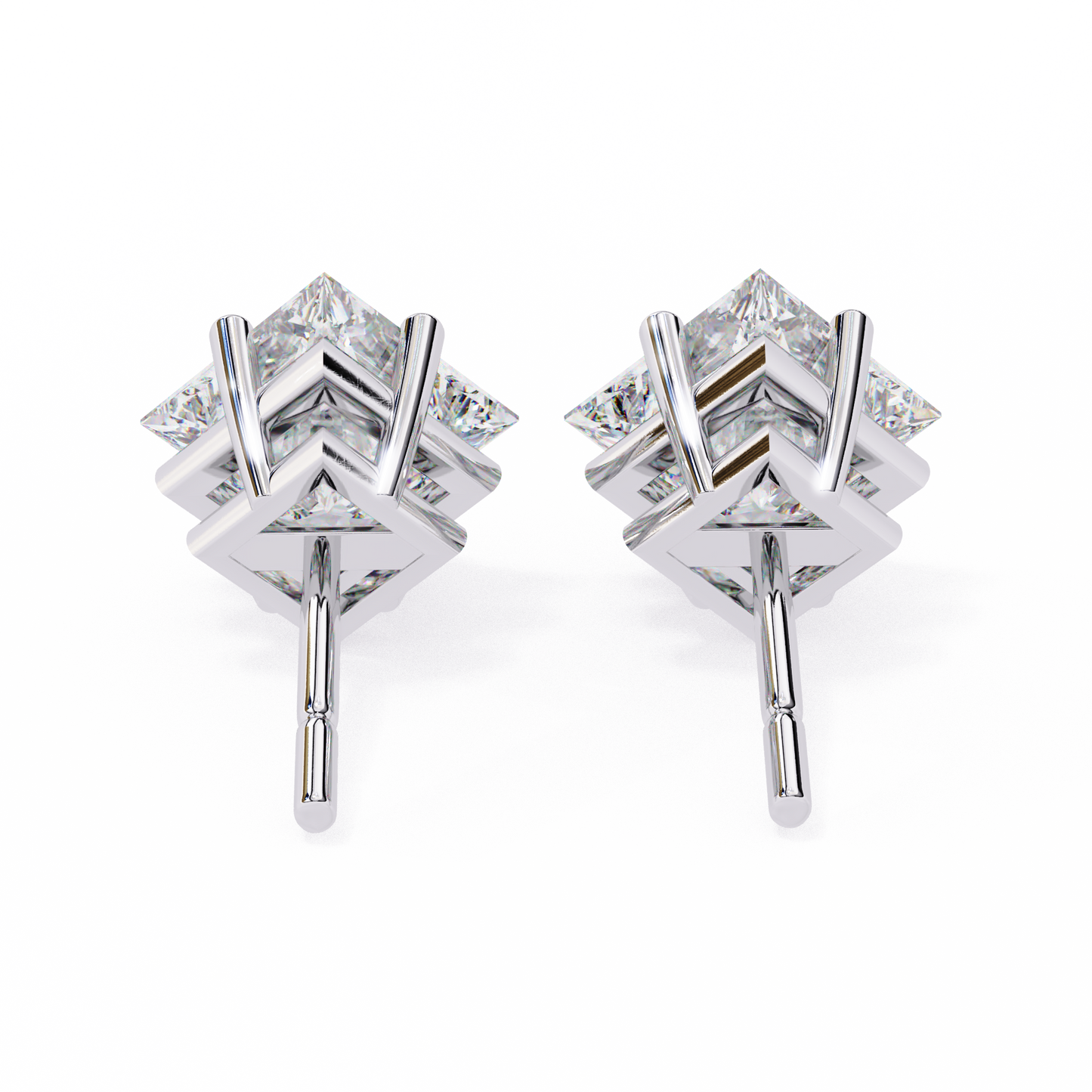 18K White Gold Lab Grown Diamond Solitaire Stud Earrings 2.40 ctw DAE-124