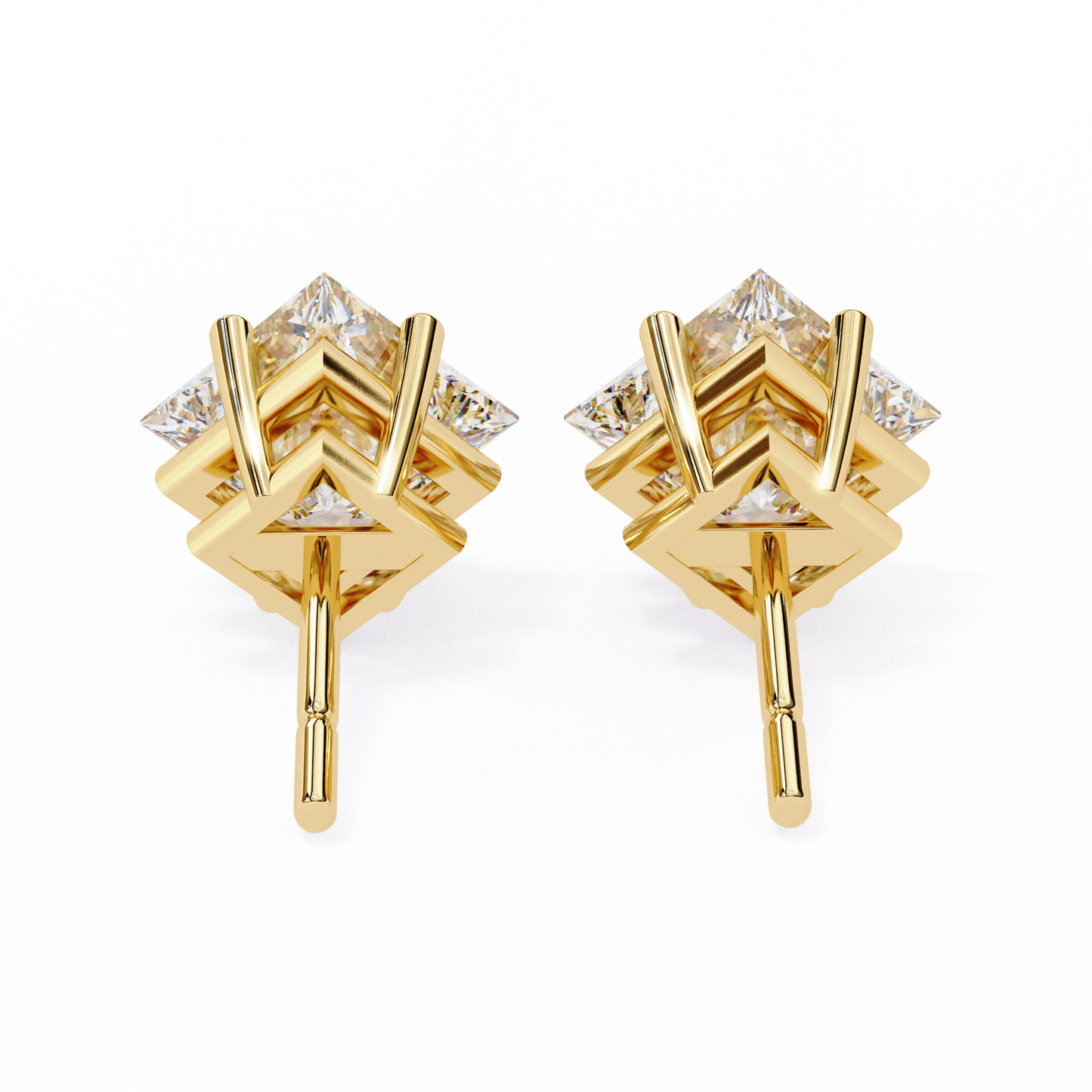 18K Yellow Gold Lab Grown Diamond Solitaire Stud Earrings 2.40 ctw DAE-124