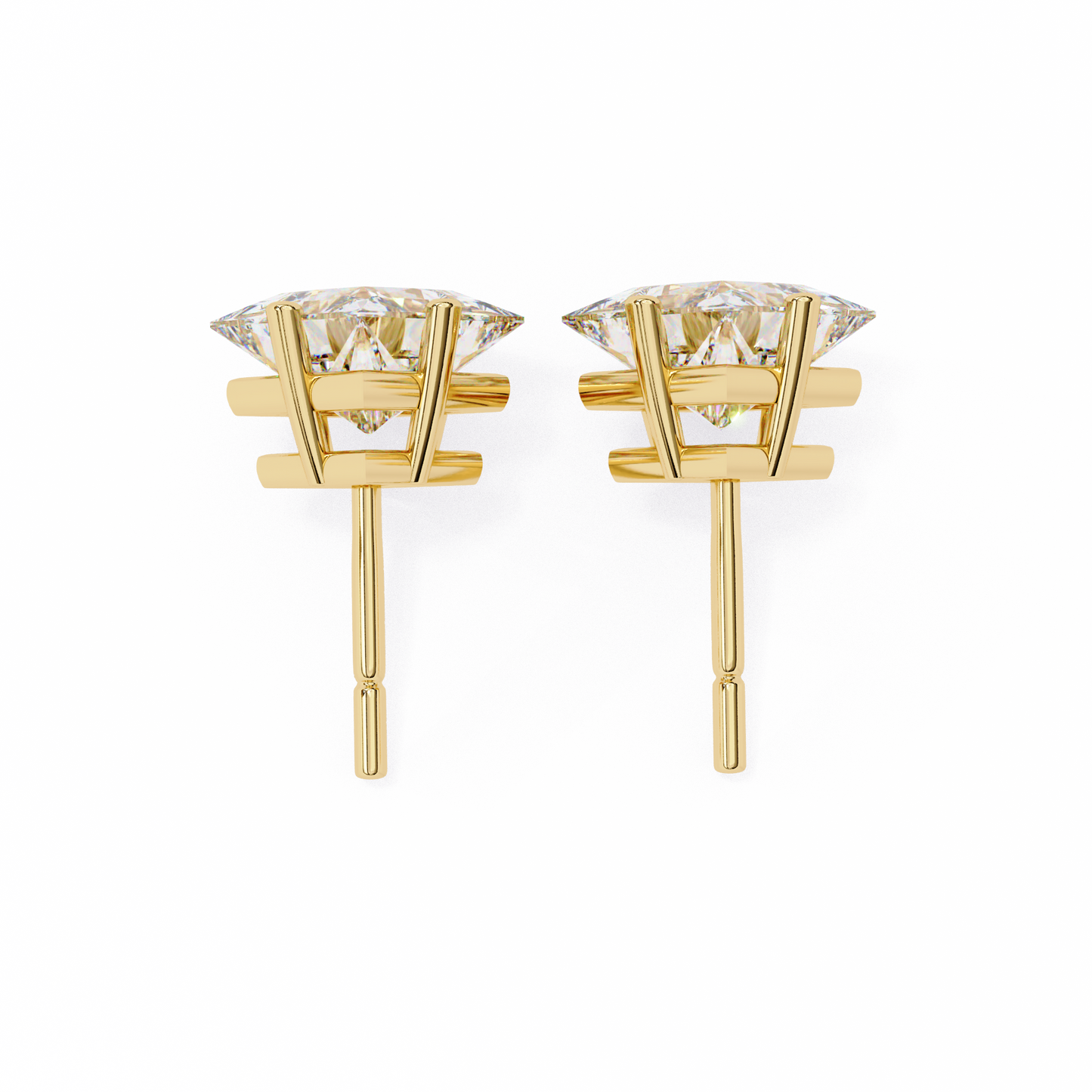 18K Yellow Gold Lab Grown Diamond Solitaire Stud Earrings 2.40 ctw DAE-124