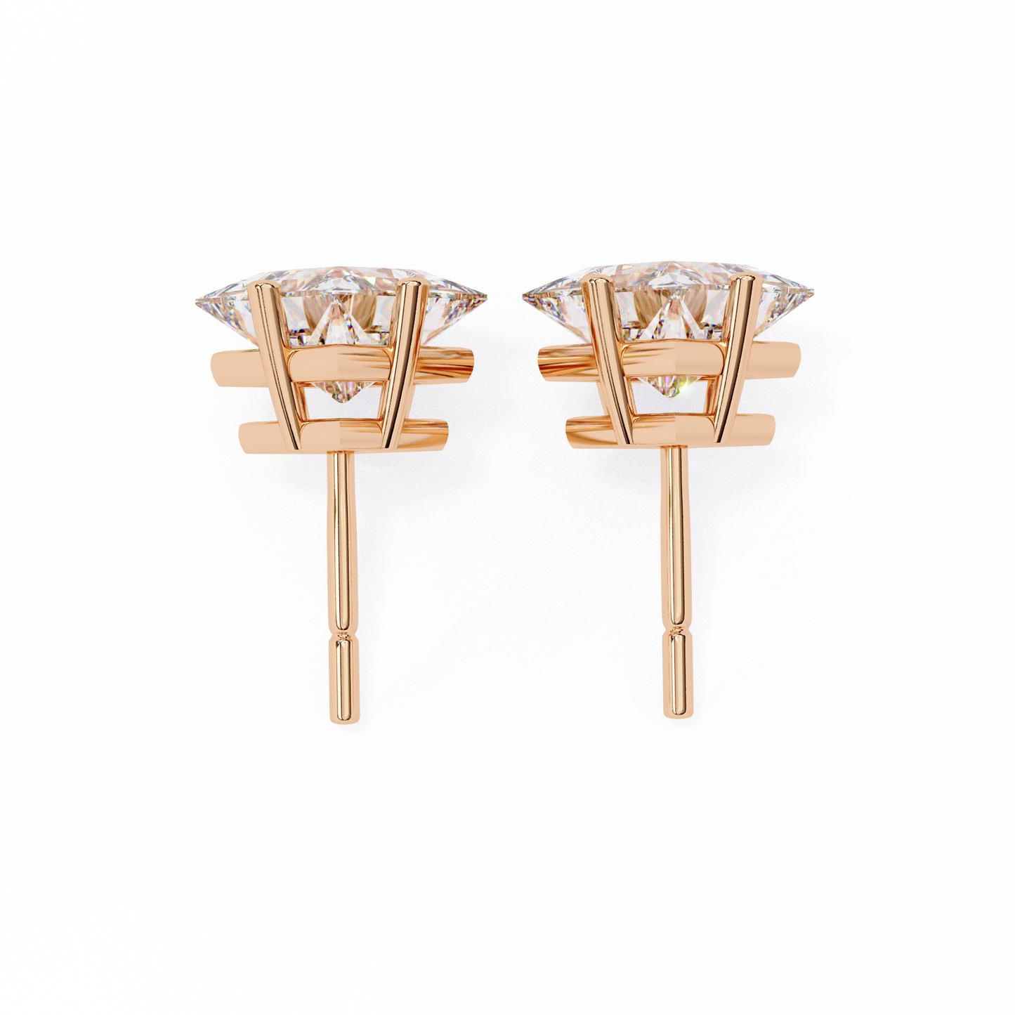 18K Rose Gold Lab Grown Diamond Solitaire Stud Earrings 2.40 ctw DAE-124