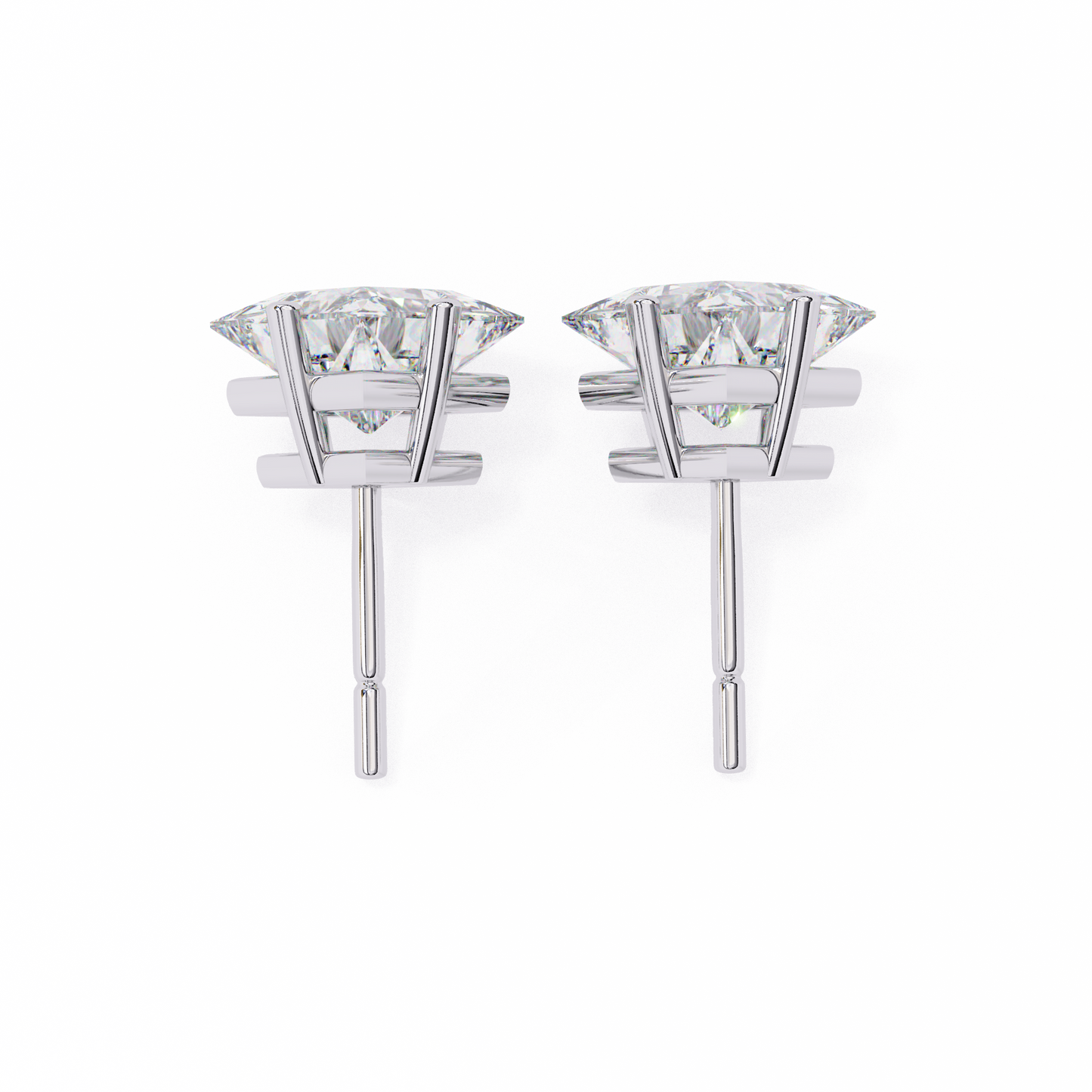 18K White Gold Lab Grown Diamond Solitaire Stud Earrings 2.40 ctw DAE-124