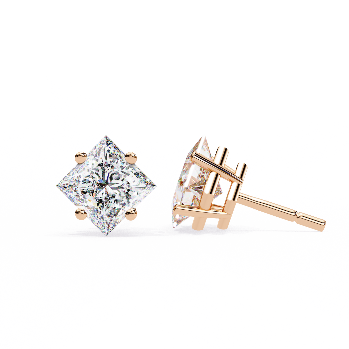 18K Rose Gold Lab Grown Diamond Solitaire Stud Earrings 2.40 ctw DAE-124