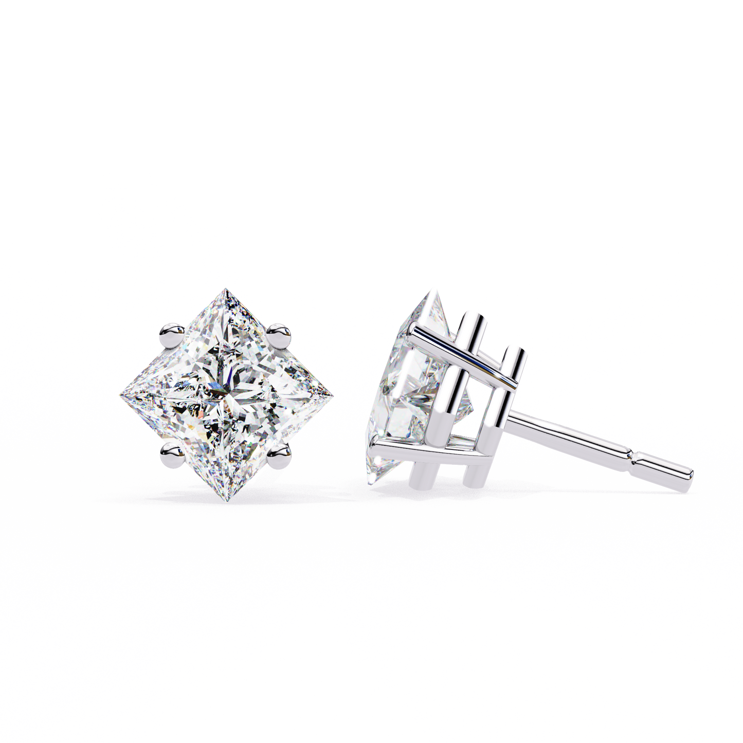 18K White Gold Lab Grown Diamond Solitaire Stud Earrings 2.40 ctw DAE-124