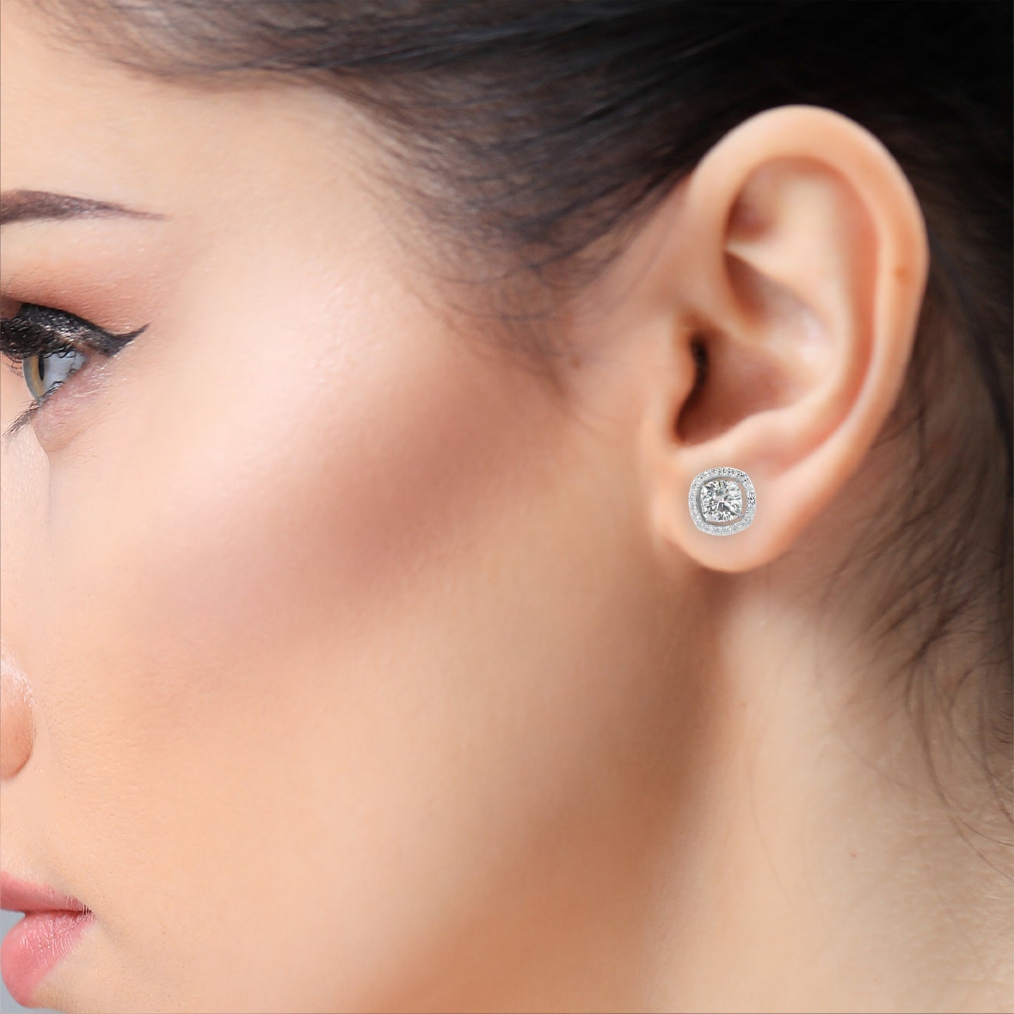 18K White Gold Lab Grown Diamond Halo Earrings 1.92 ctw DAE-146