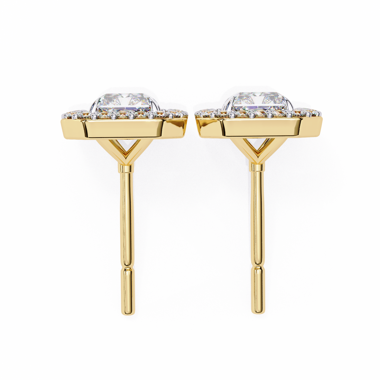 18K Yellow Gold Lab Grown Diamond Halo Earrings 1.92 ctw DAE-148