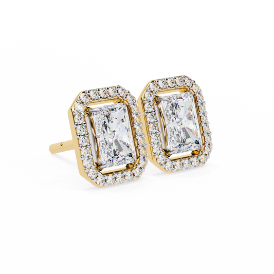 18K Yellow Gold Lab Grown Diamond Halo Earrings 1.92 ctw DAE-148