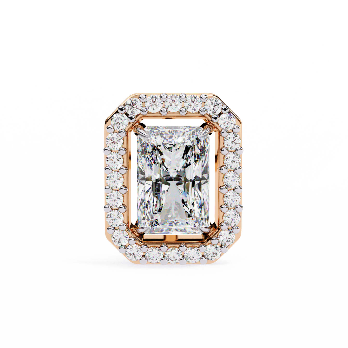 18K Rose Gold Lab Grown Diamond Halo Earrings 1.92 ctw DAE-148