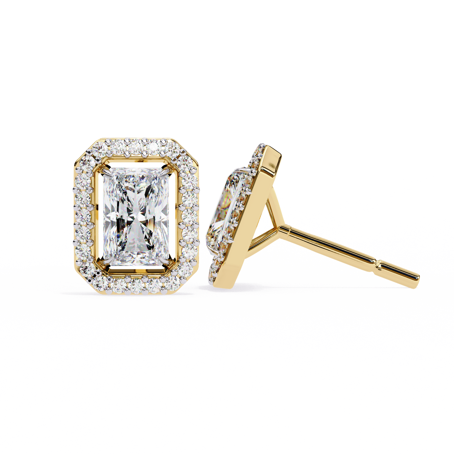 18K Yellow Gold Lab Grown Diamond Halo Earrings 1.92 ctw DAE-148