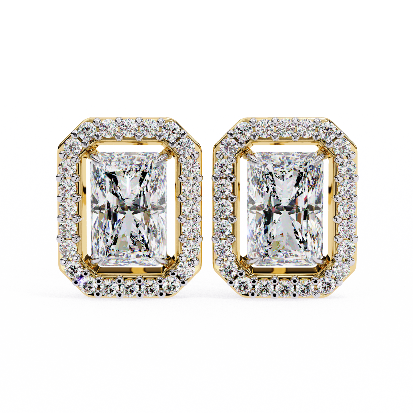 18K Yellow Gold Lab Grown Diamond Halo Earrings 1.92 ctw DAE-148
