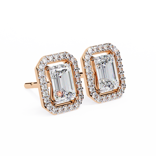 18K Rose Gold Lab Grown Diamond Halo Earrings 1.70 ctw DAE-147