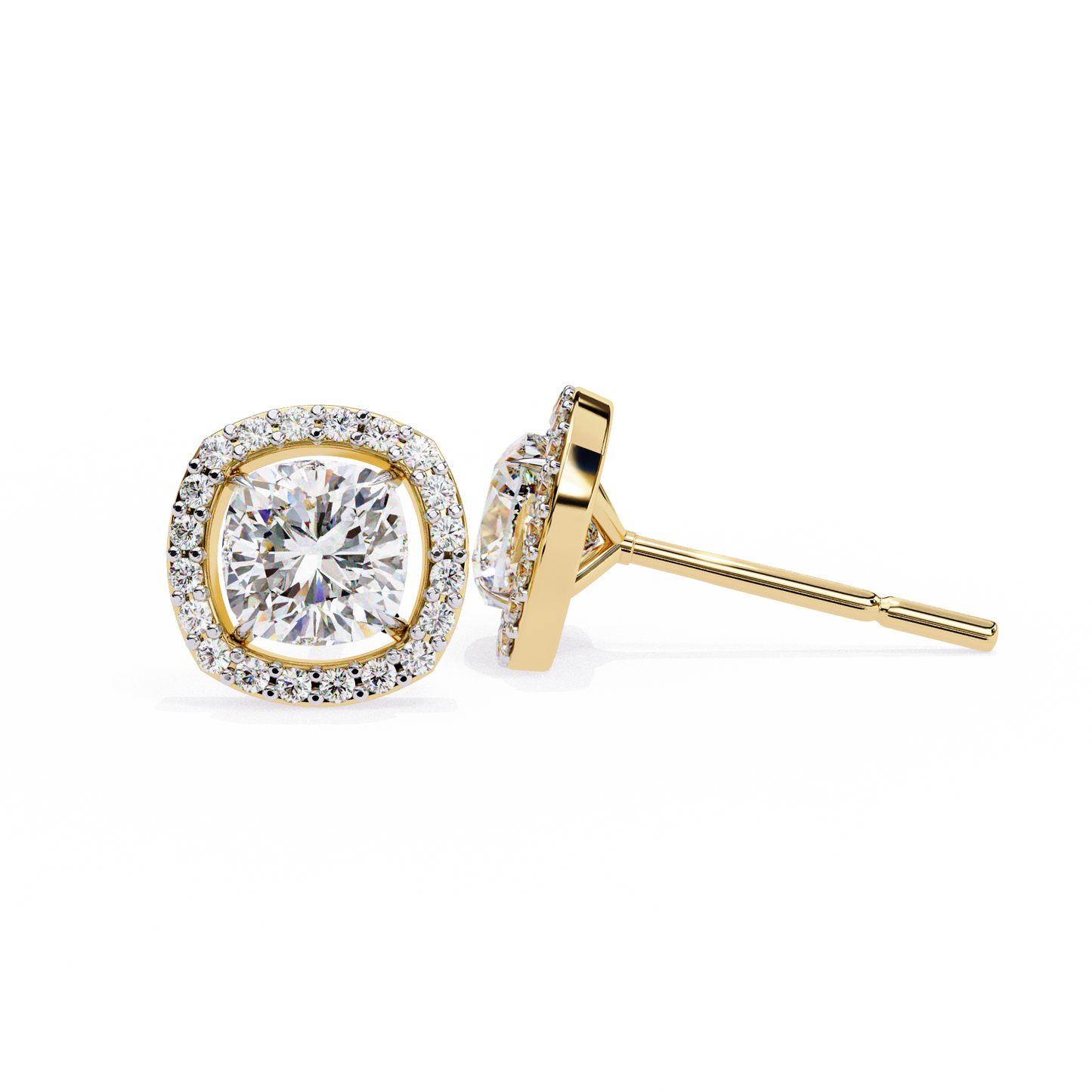 18K Yellow Gold Lab Grown Diamond Halo Earrings 1.92 ctw DAE-146