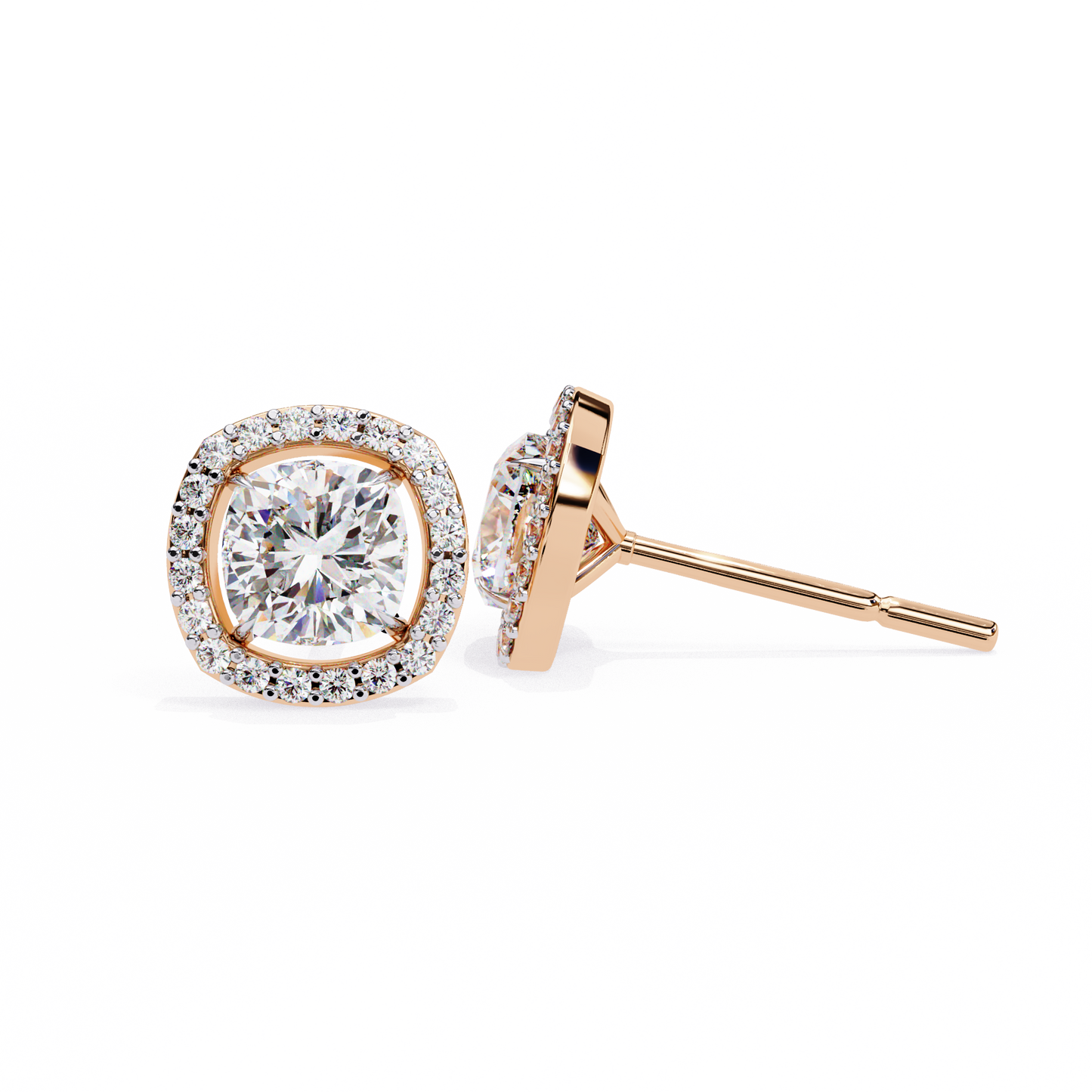 18K Rose Gold Lab Grown Diamond Halo Earrings 1.92 ctw DAE-146