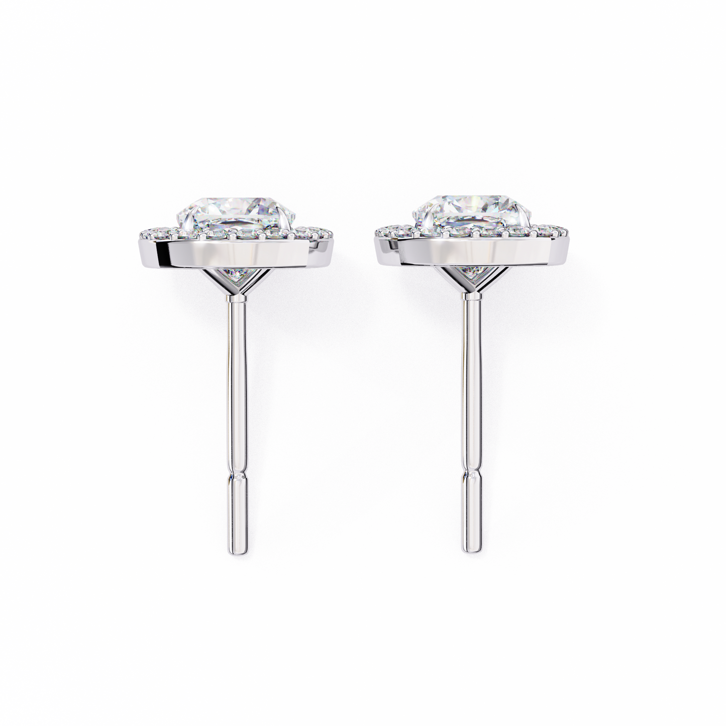 18K White Gold Lab Grown Diamond Halo Earrings 1.92 ctw DAE-146