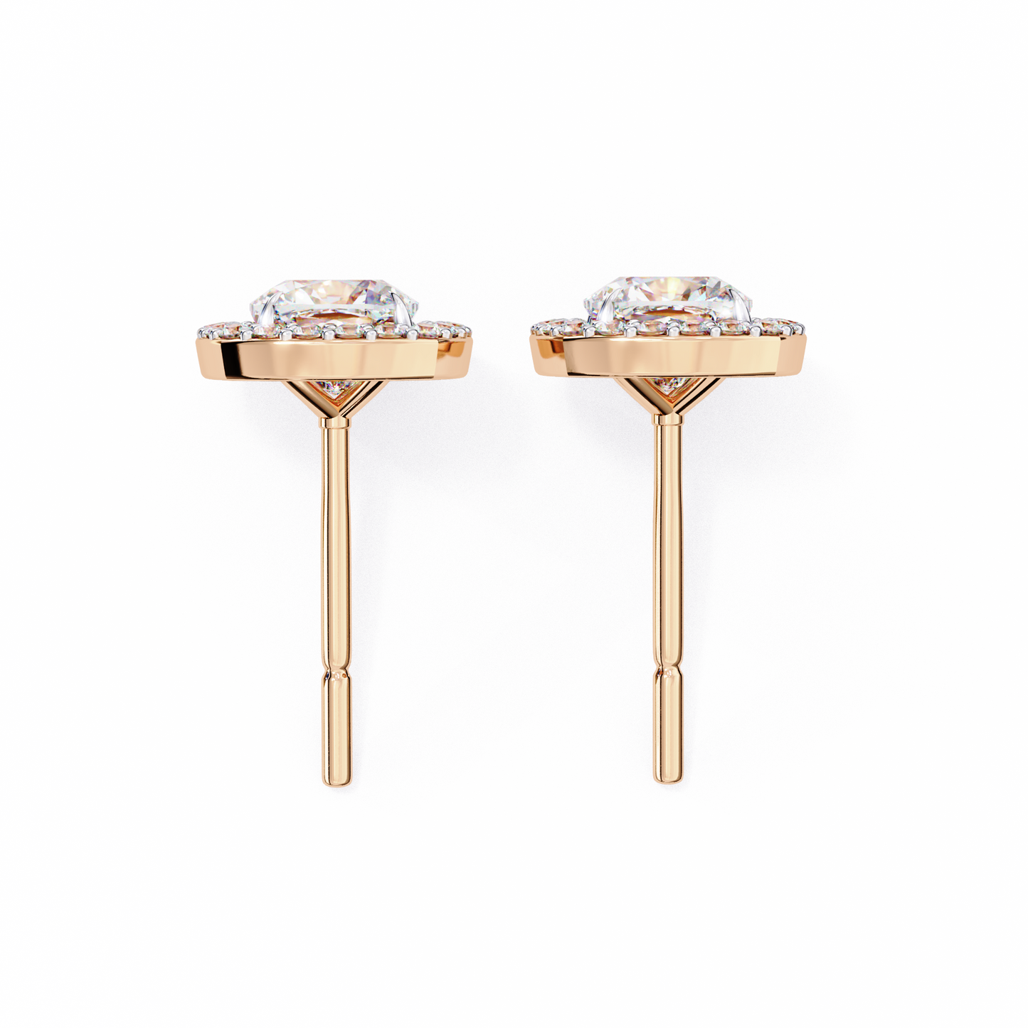 18K Rose Gold Lab Grown Diamond Halo Earrings 1.92 ctw DAE-146
