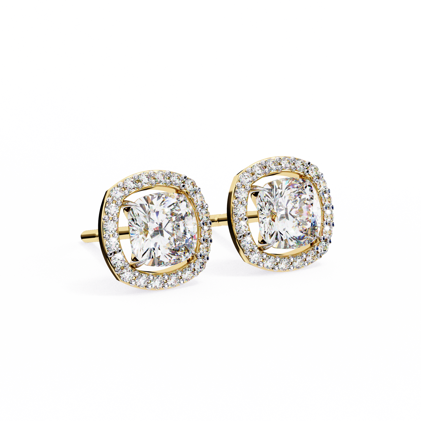 18K Yellow Gold Lab Grown Diamond Halo Earrings 1.92 ctw DAE-146